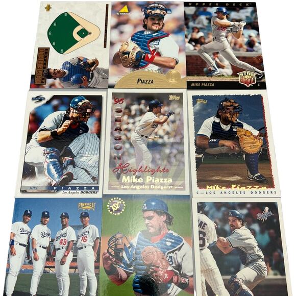 MLB Los Angeles Dodgers Mike Piazza Baseball Trading Card Lot of 9 - Picture 1 of 3